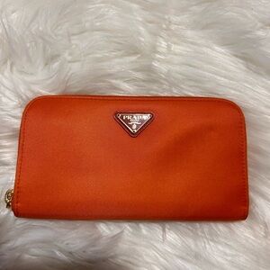 Orange Nylon Prada Zippy Wallet